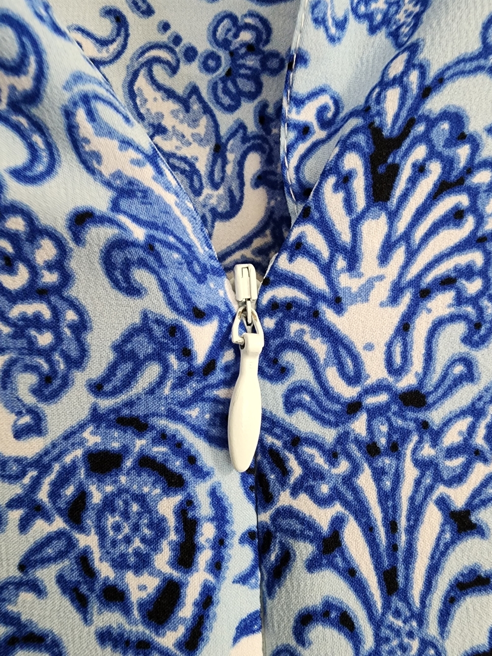 Oscar de la Renta Pink Label Blue Tile Print Caftan Lounge Dress Size Small - Picture 10 of 15